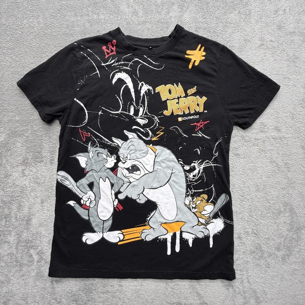 Tom‎ And Jerry Southpole Shirt Mens M Black Graphic Crewneck Tagless Cotton/Poly